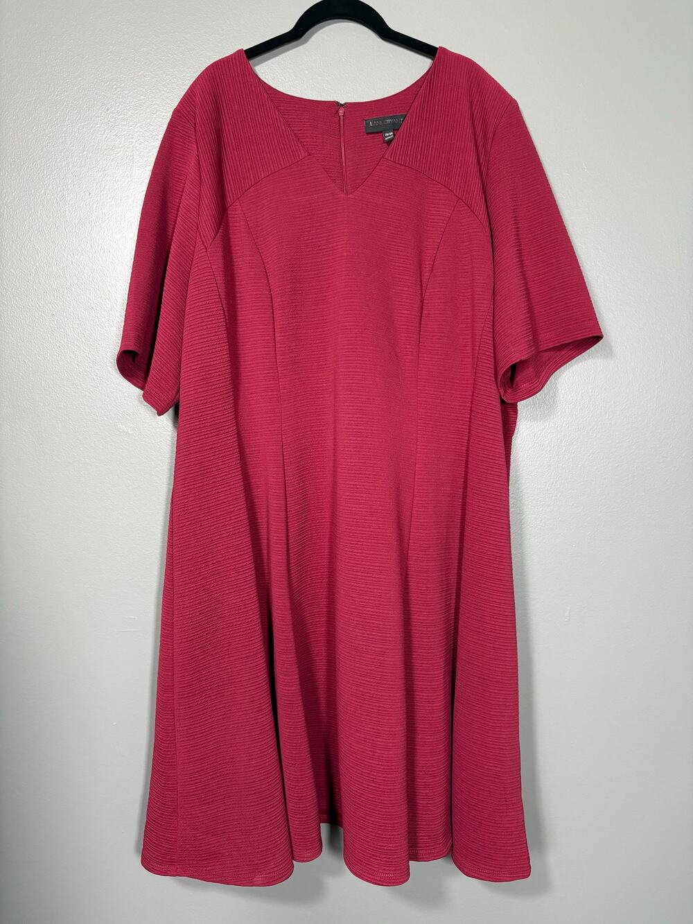 Lane Bryant Dark Red Short Sleeve A-Line Midi Dress - 26/28 - Women's Plus Size